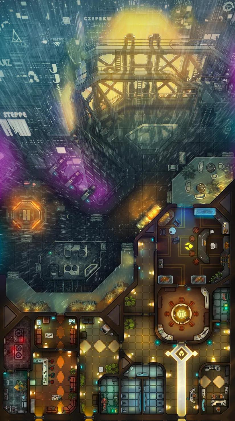 Corp Tower map, Rain variant