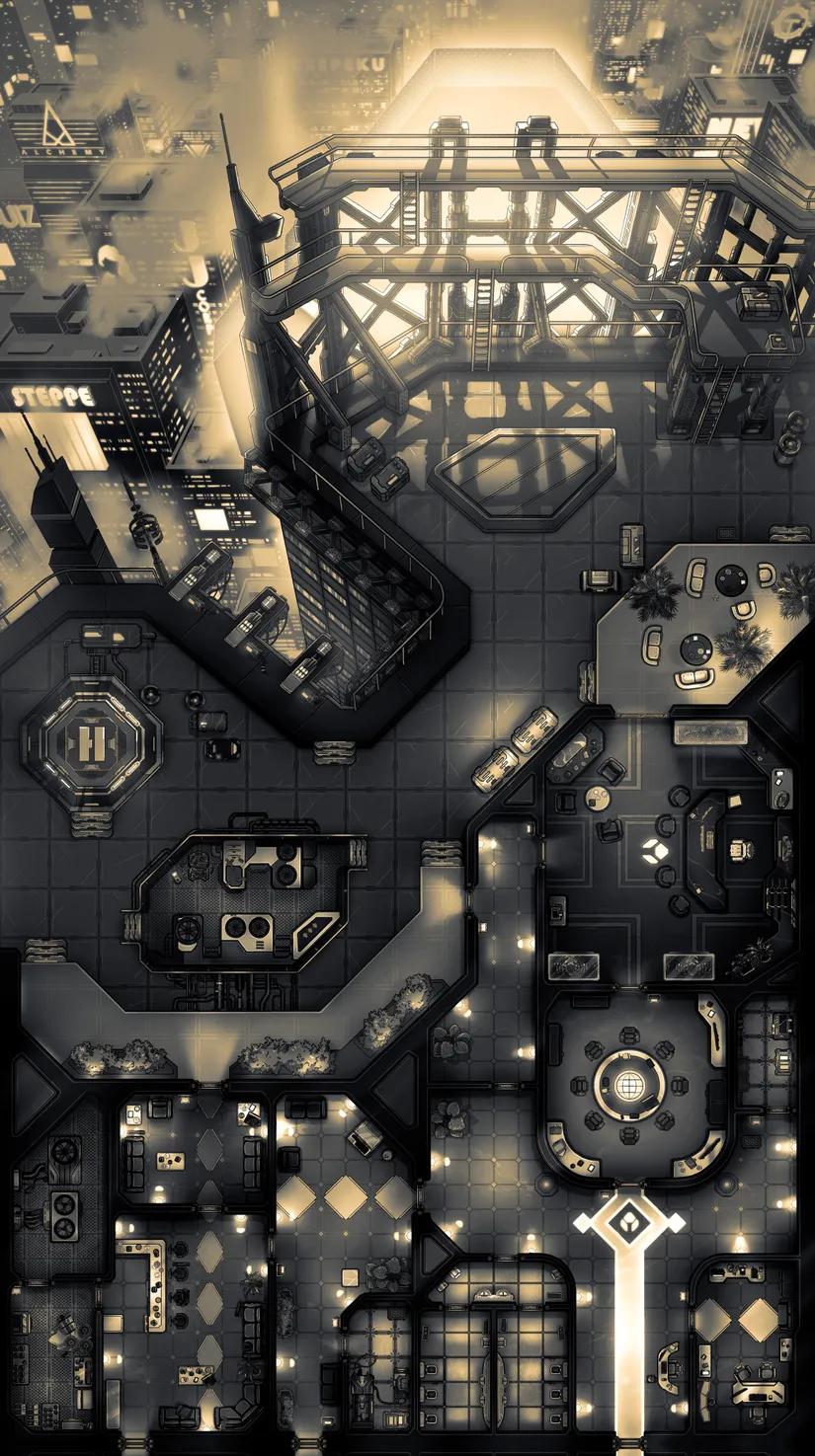 Corp Tower map, Noir variant