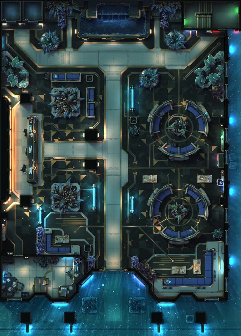 Corp Tower Foyer map, Flooded variant