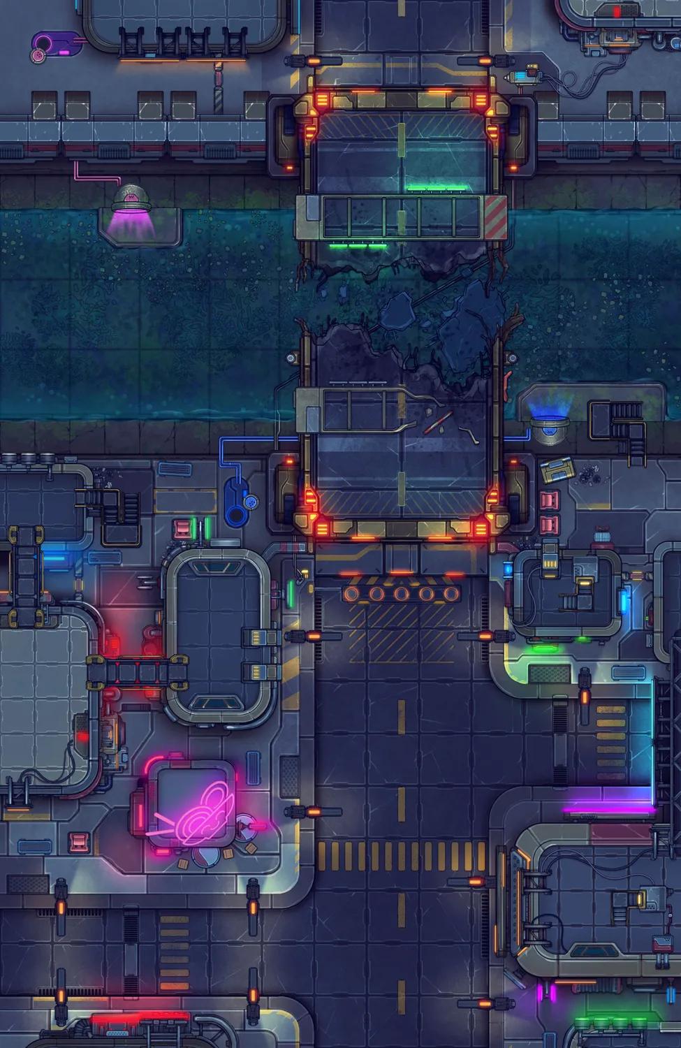 Cyberpunk Bridge map, Original Broken Bridge variant