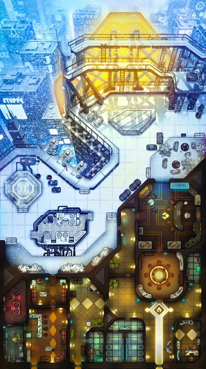 Corp Tower map, Winter Day variant