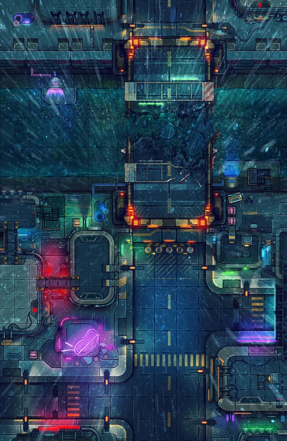 Cyberpunk Bridge map, Original Broken Bridge Rain variant