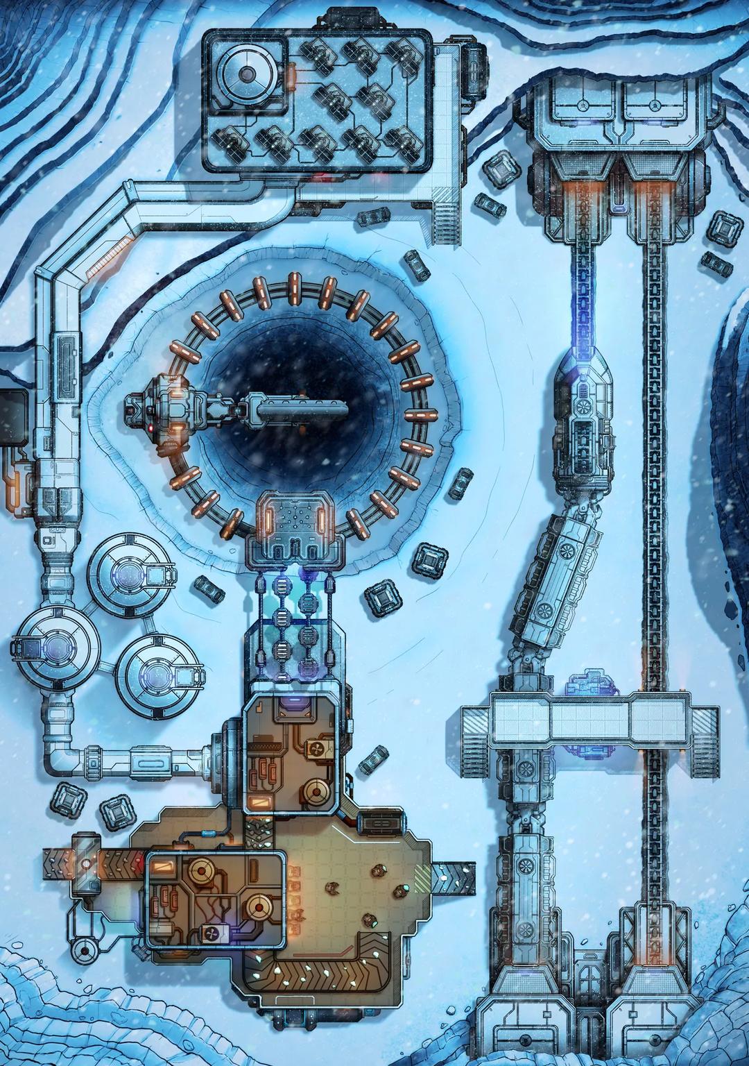 Asteroid Mining Refinery map, Winter Day variant