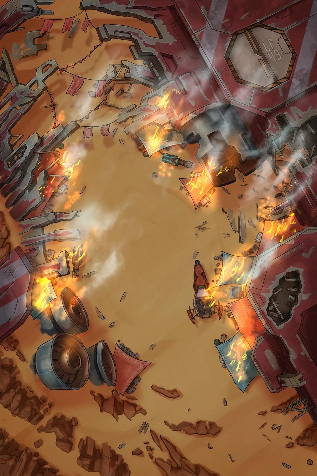 Starship Graveyard map, On Fire Day variant