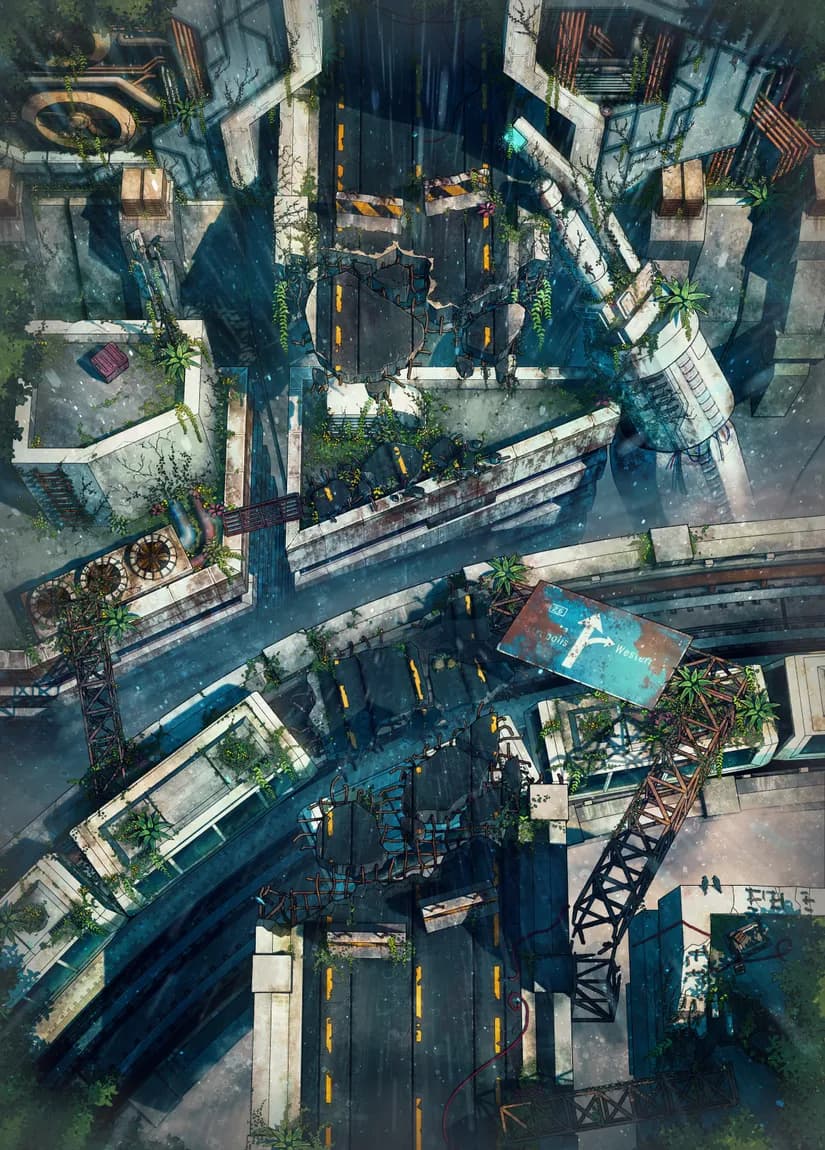 Remains of Advanced Society map, Rain Day variant