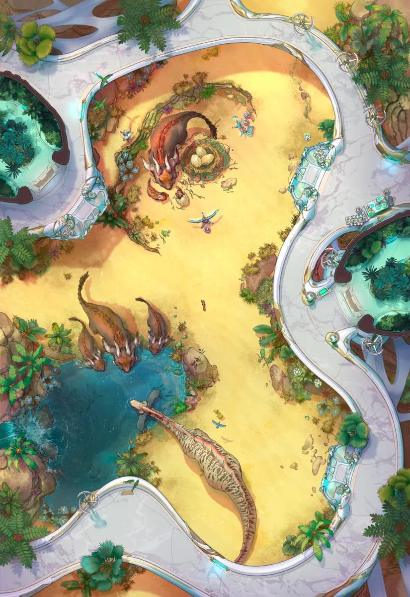 Megafauna Reserve map, Desert Oasis Interior variant