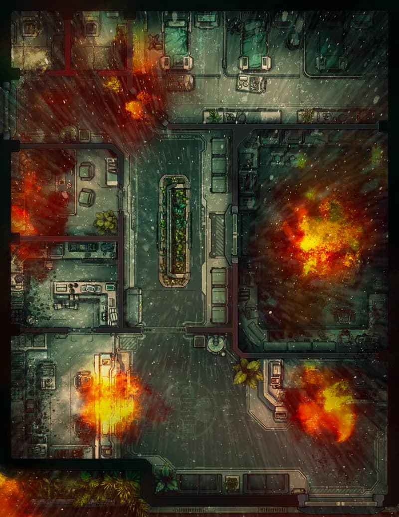 Medical Facility map, Fire Sprinklers variant
