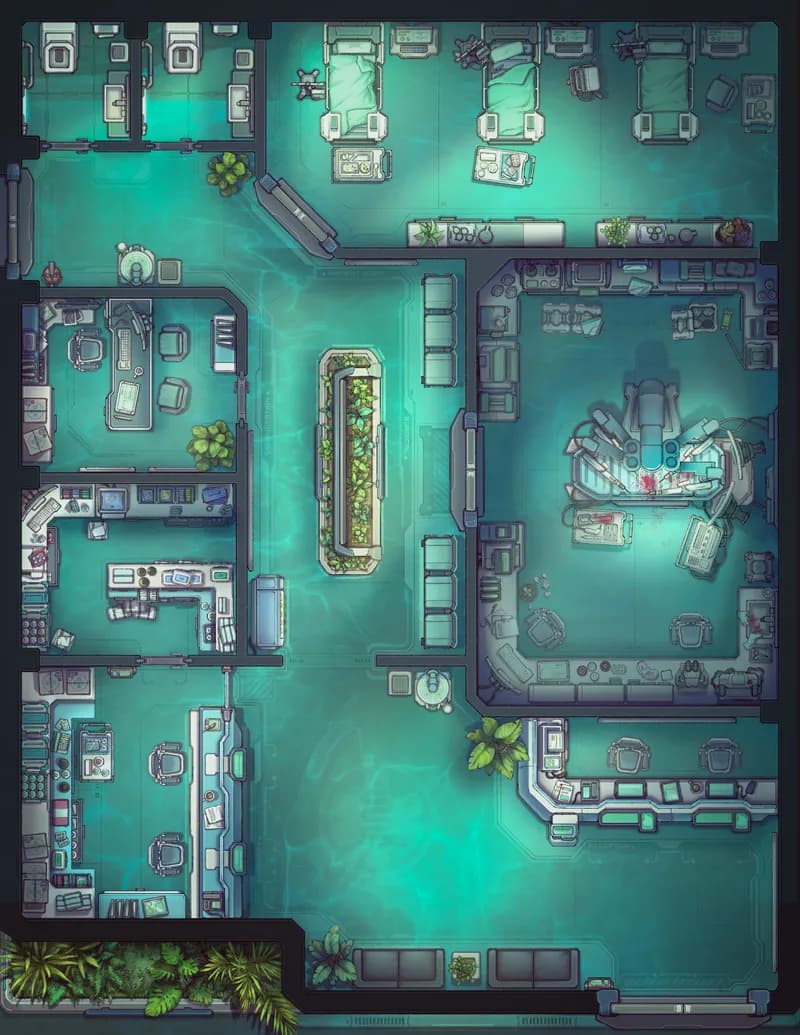 Medical Facility map, Flooded variant