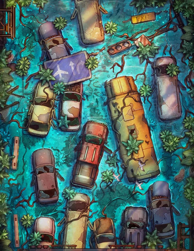 Abandoned Highway map, Flooded Day variant