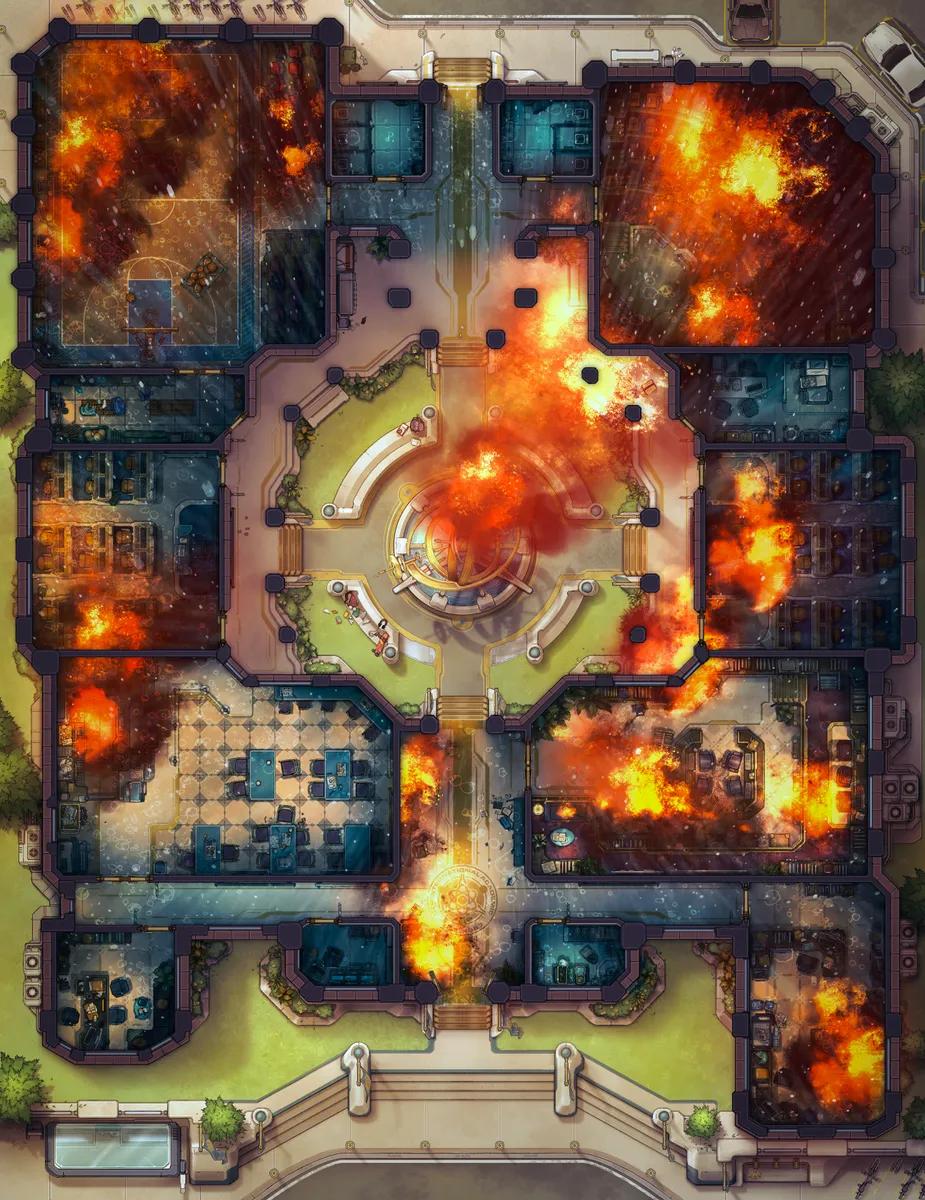 College Campus map, Fire Extinguished variant