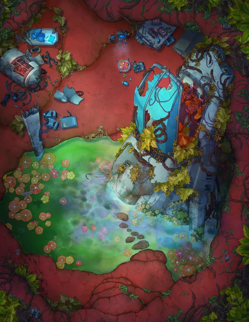 Crash Site Repair Camp map, Mars variant