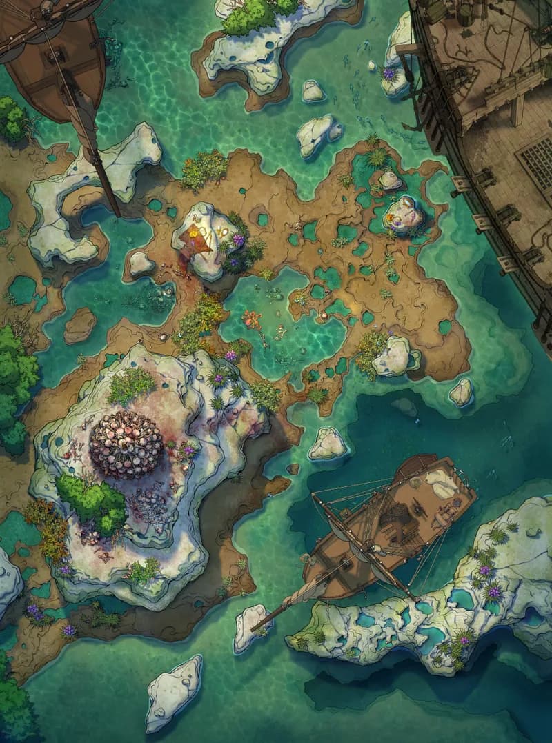 Siren's Shipwreck Shore map, Ship Anchored variant