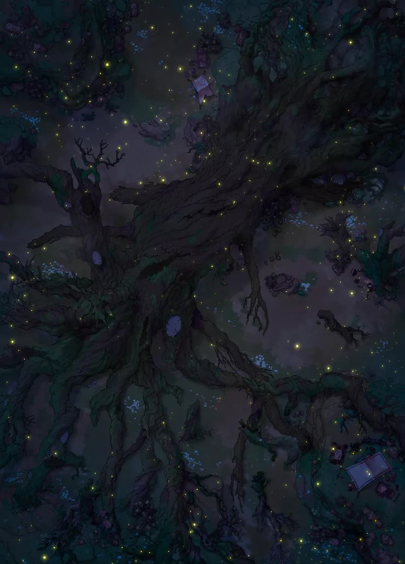 Fallen Ancient Tree map, Grasslands Night variant