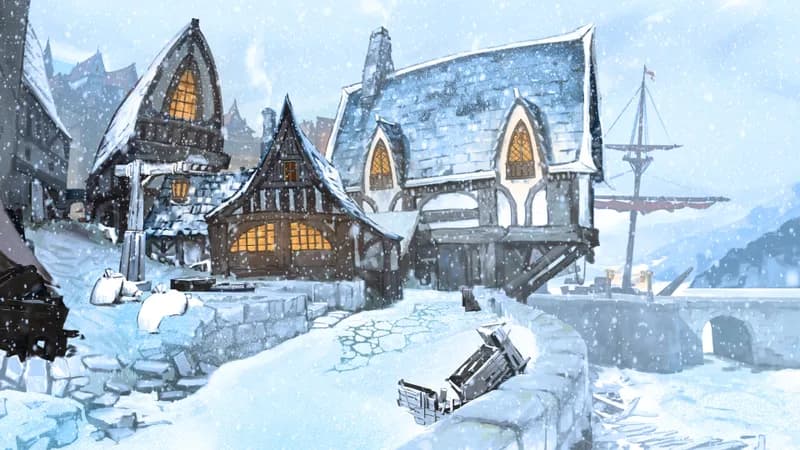 Low Town Docks map, Winter variant