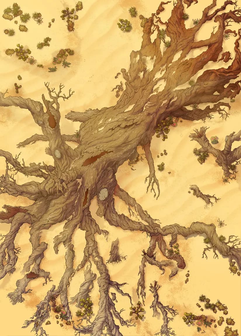 Fallen Ancient Tree map, Arid Desert variant