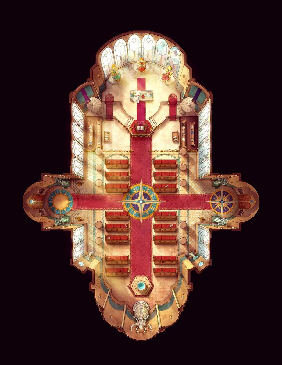 Solar Cathedral map, Sunset Ground Floor variant