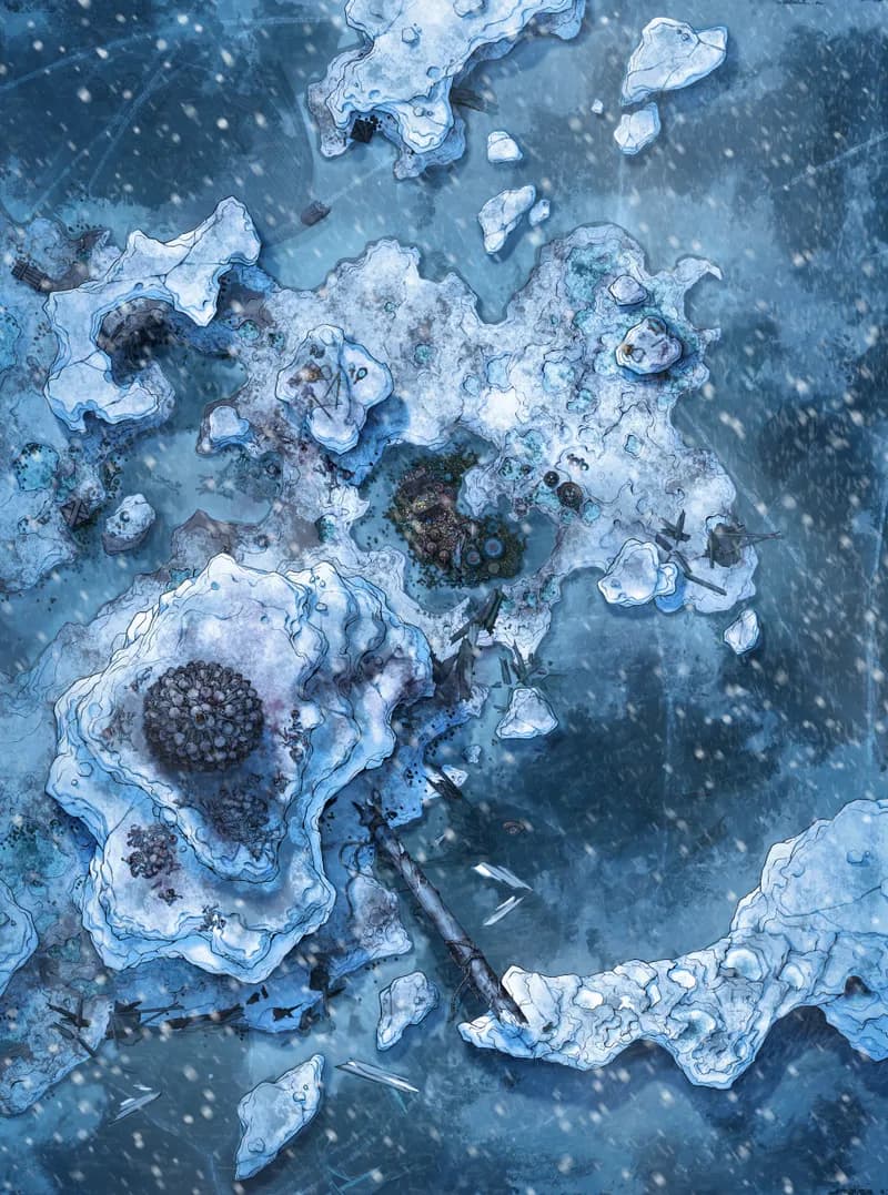 Siren's Shipwreck Shore map, Winter variant