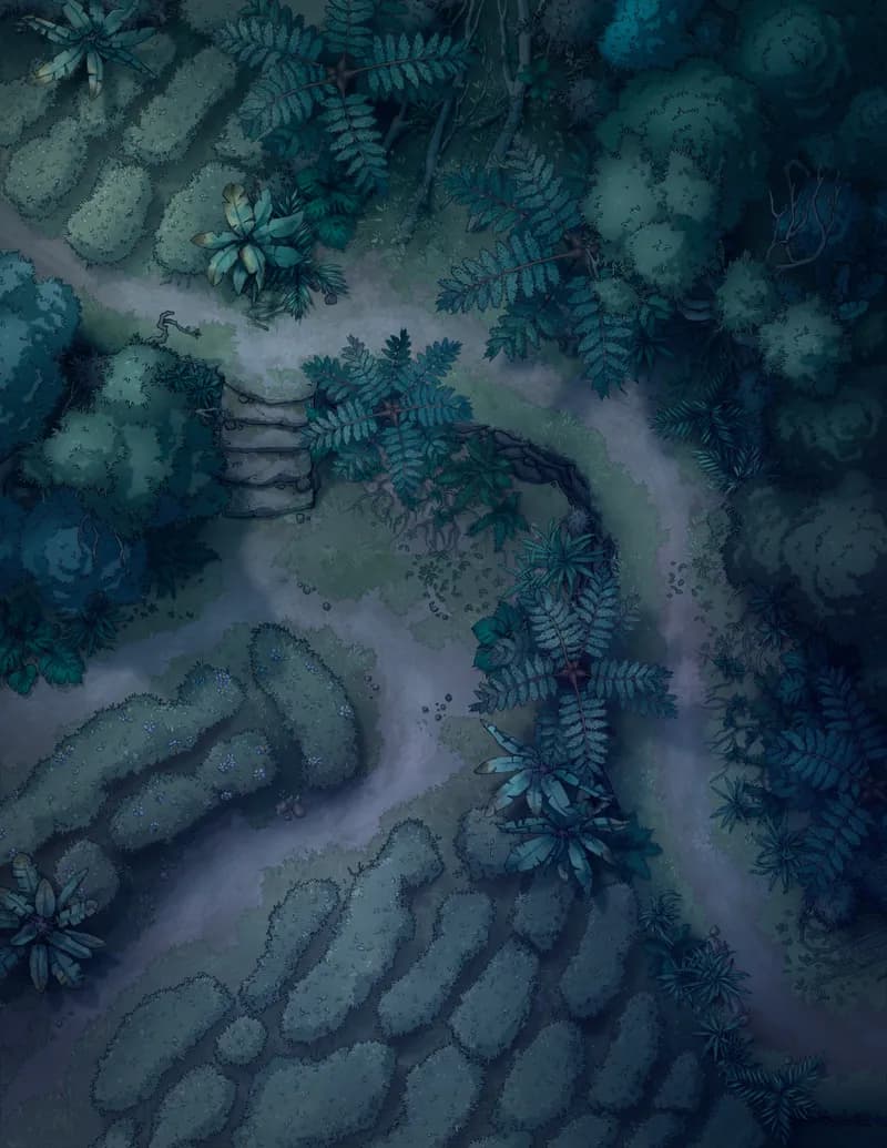 Secluded Tea Valley map, Natural Night variant