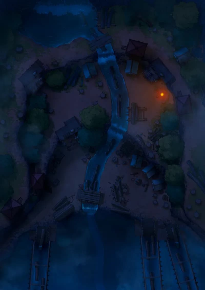 Mountain Logging Camp map, Original Night Camp Fire variant