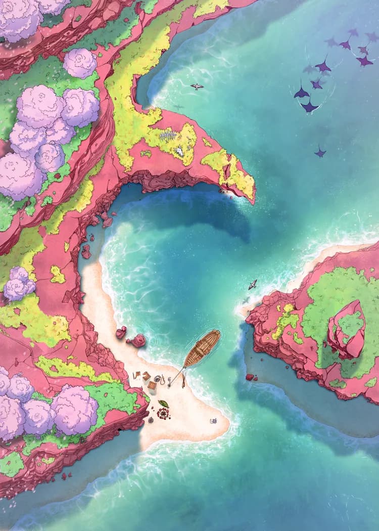Beachside Cliff map, Spring variant