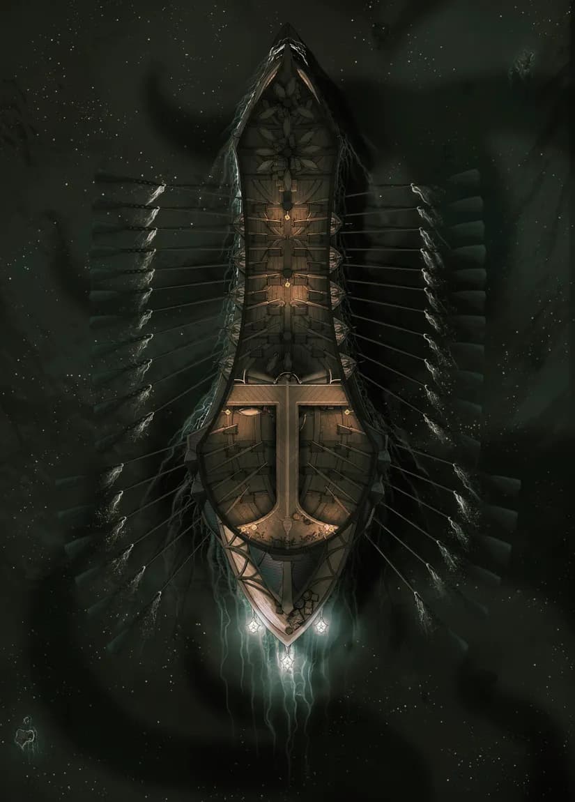 Drow Warship Interior map, Darkness Below Bottom Deck variant