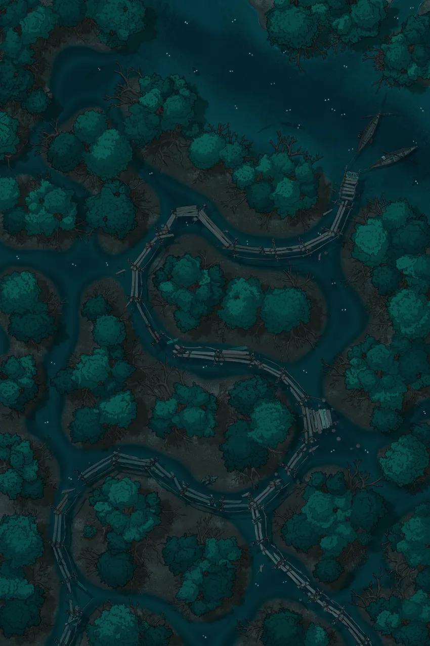 Mangrove Forest map, Caiman Lights variant