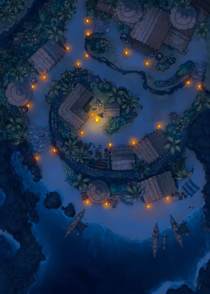 Tropical Island Village map, Original Night variant