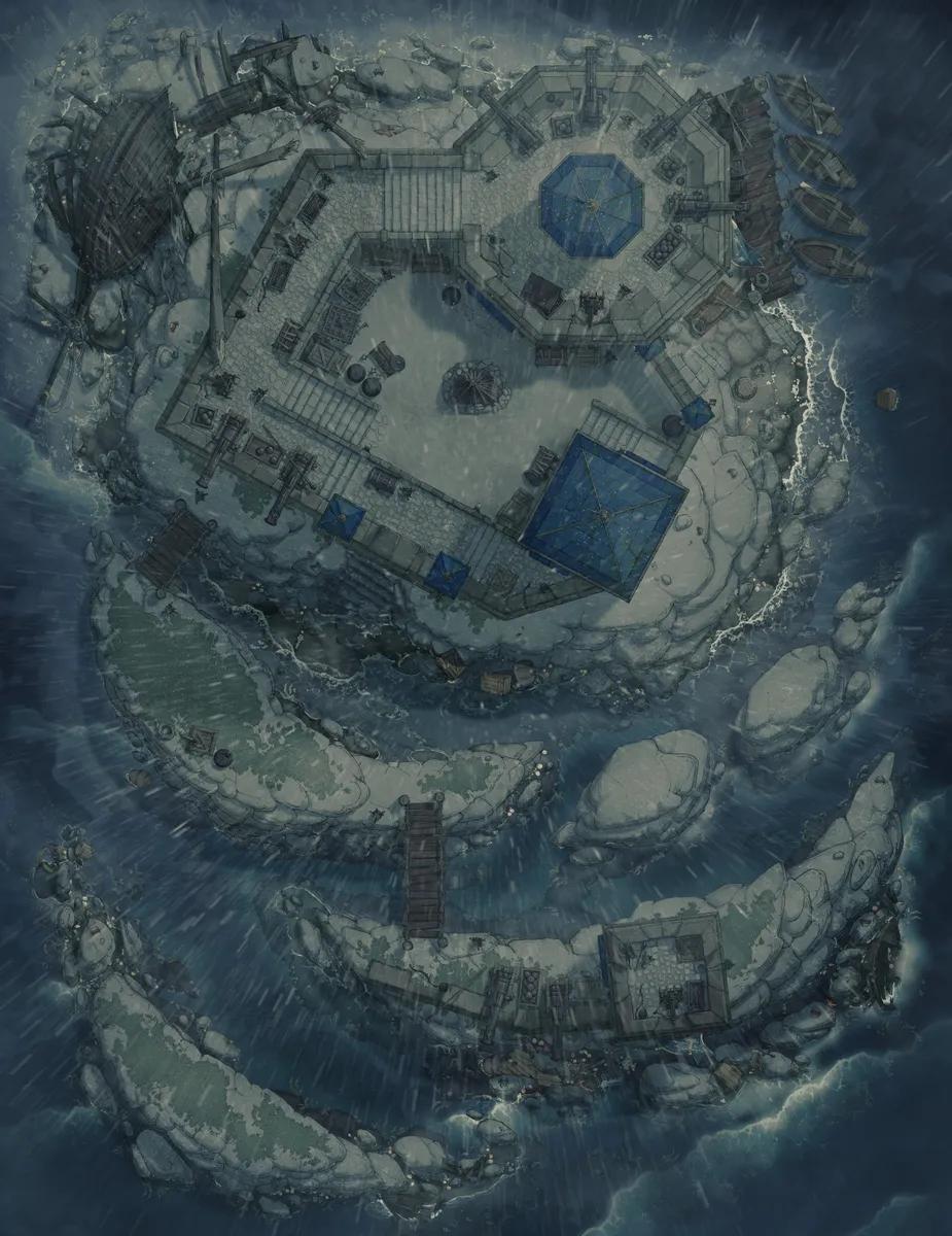 Tidal Isle Fort map, Rain variant