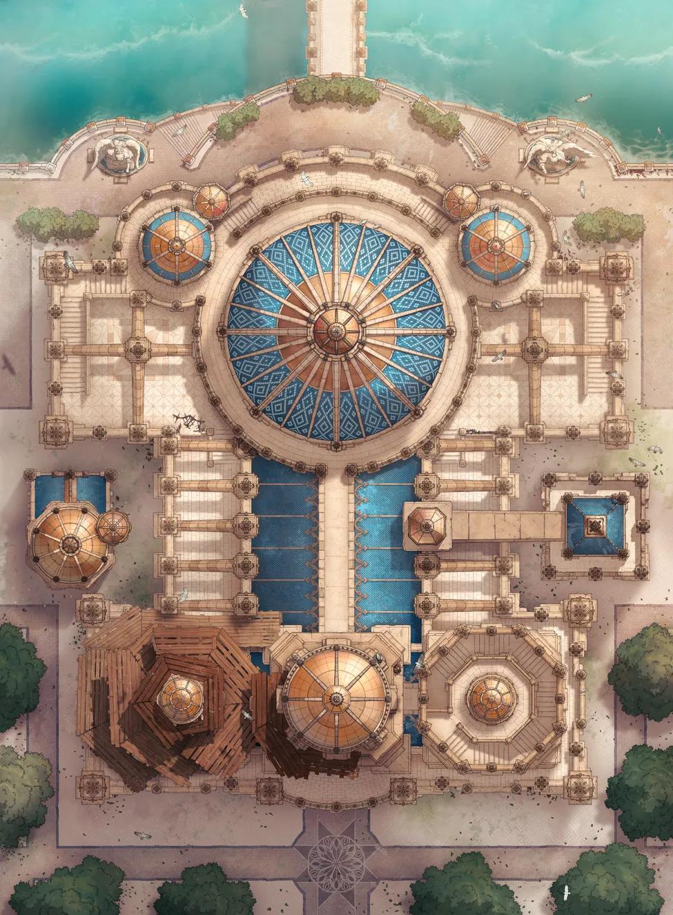 Golden Cathedral Rooftops map, Waterfront variant