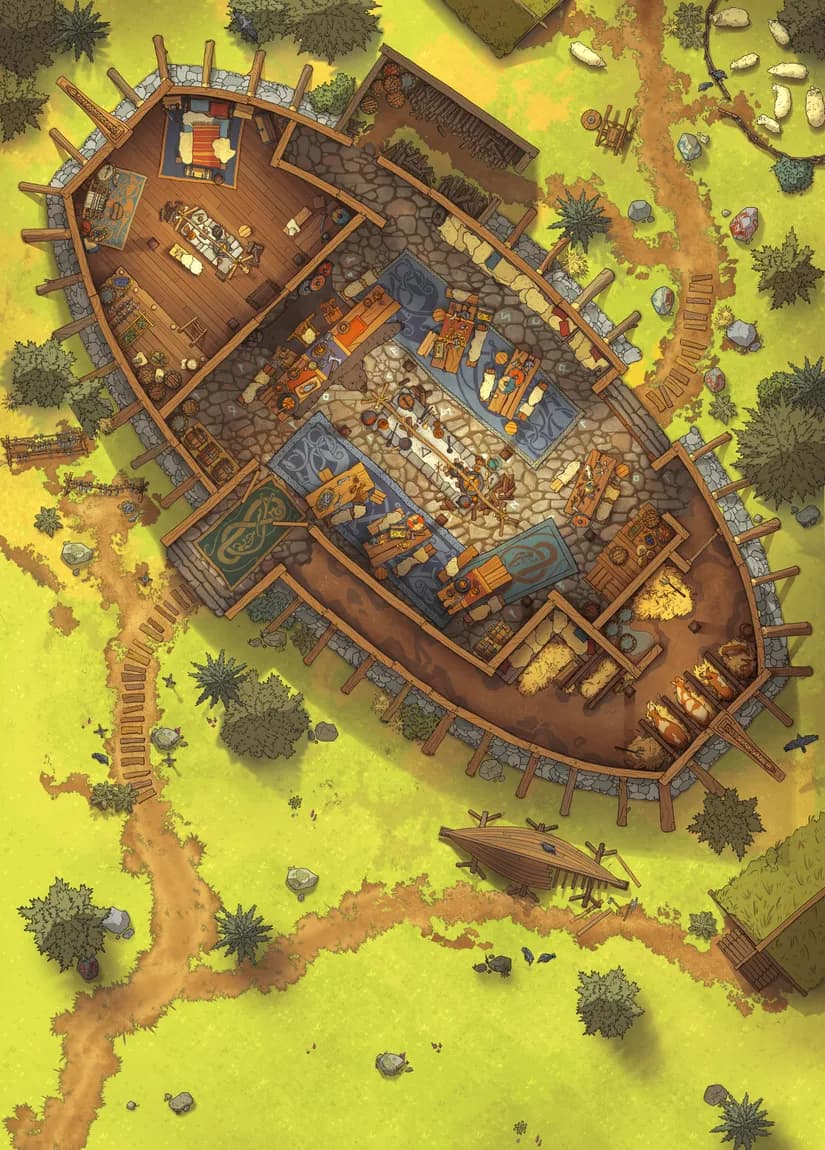 Viking Longhouse map, Grasslands variant