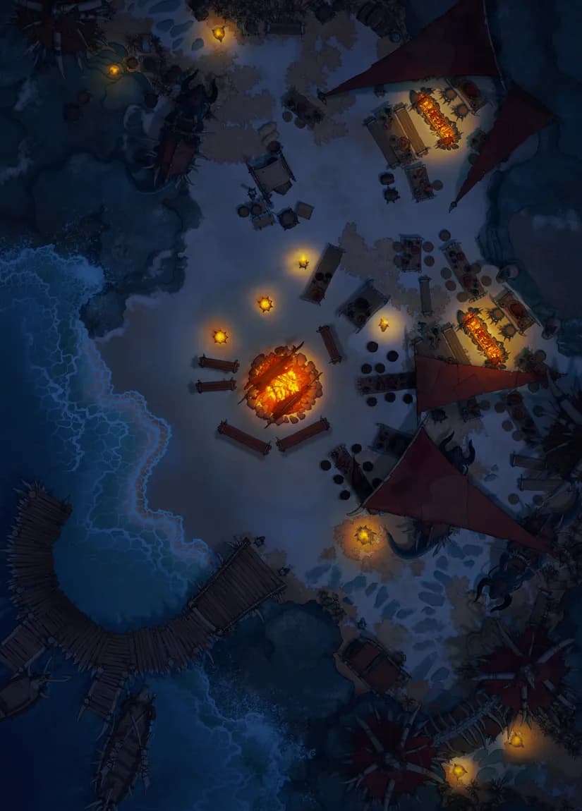 Orc Mess Hall map, Beach Camp Night variant