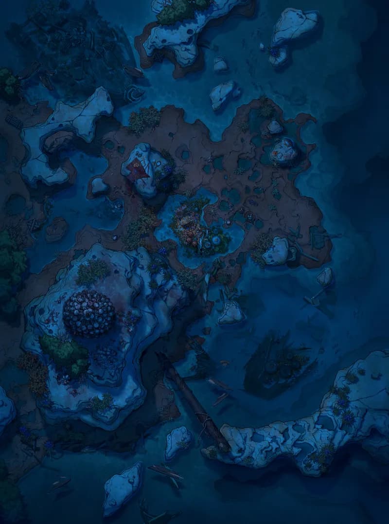 Siren's Shipwreck Shore map, Original Night variant