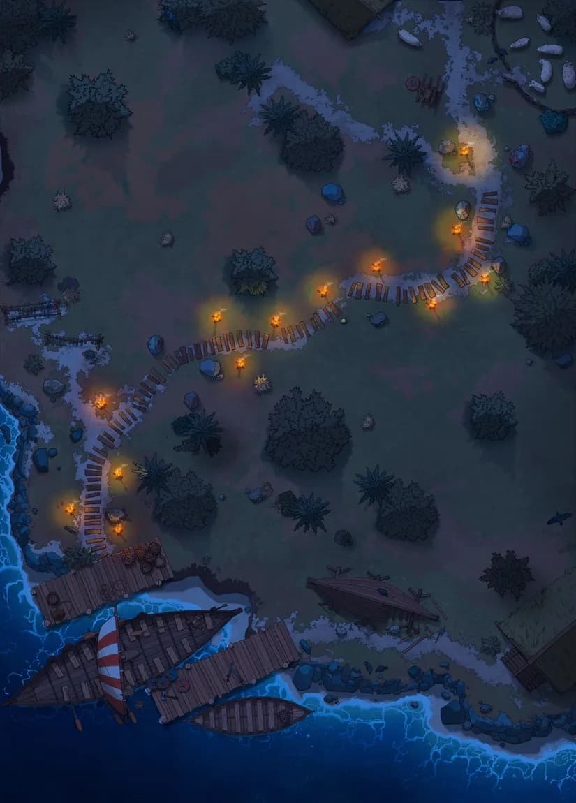 Viking Longhouse map, Trail Night variant