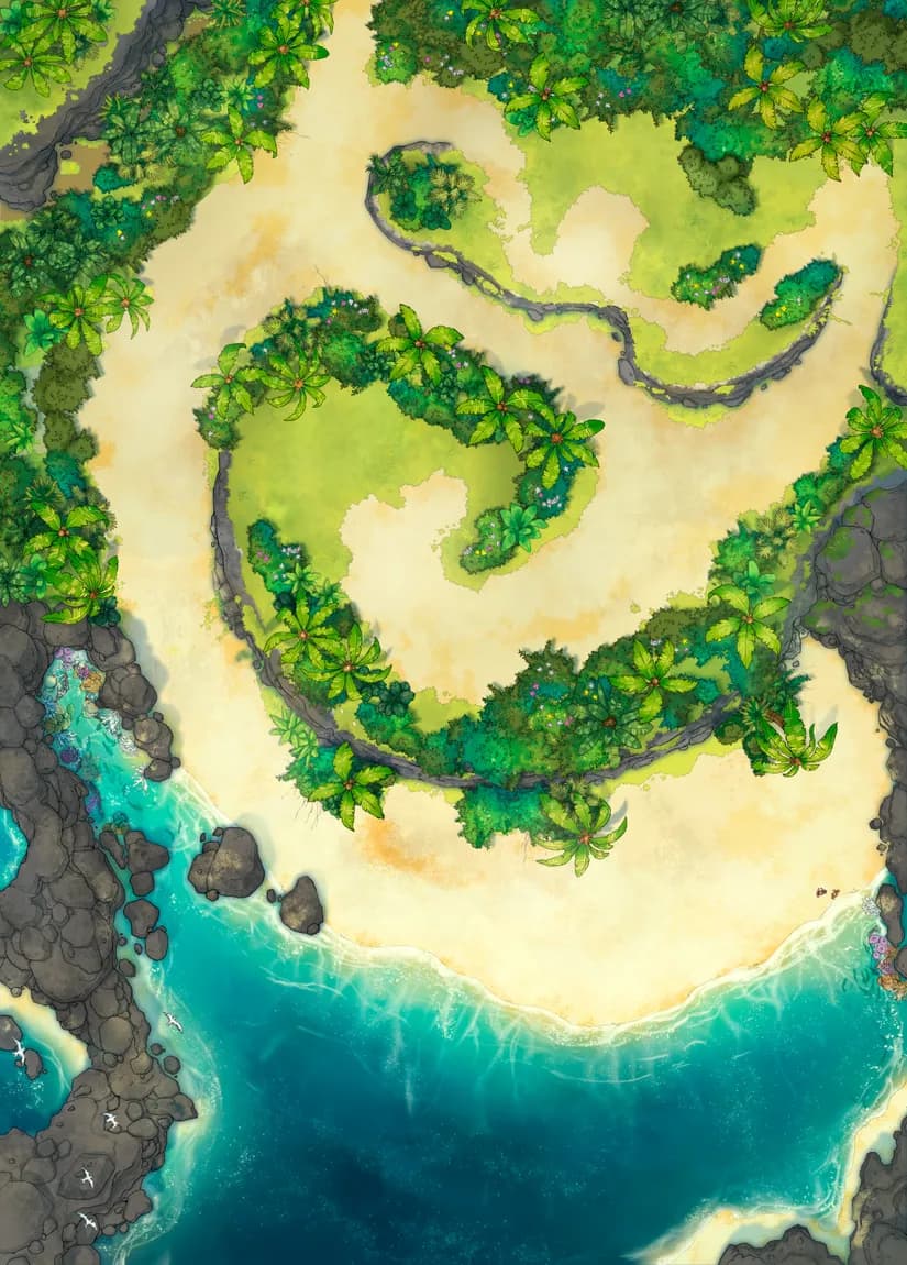 Tropical Island Village map, Natural Day variant