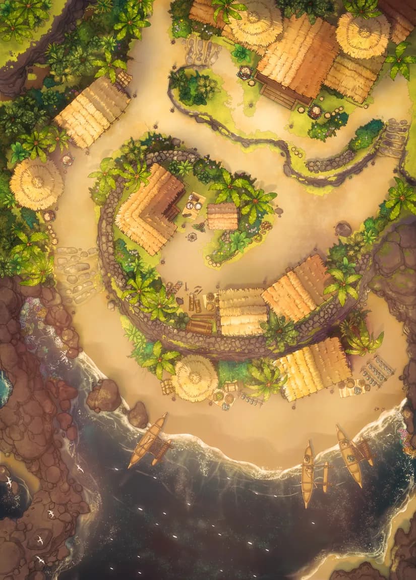 Tropical Island Village map, Sunset variant