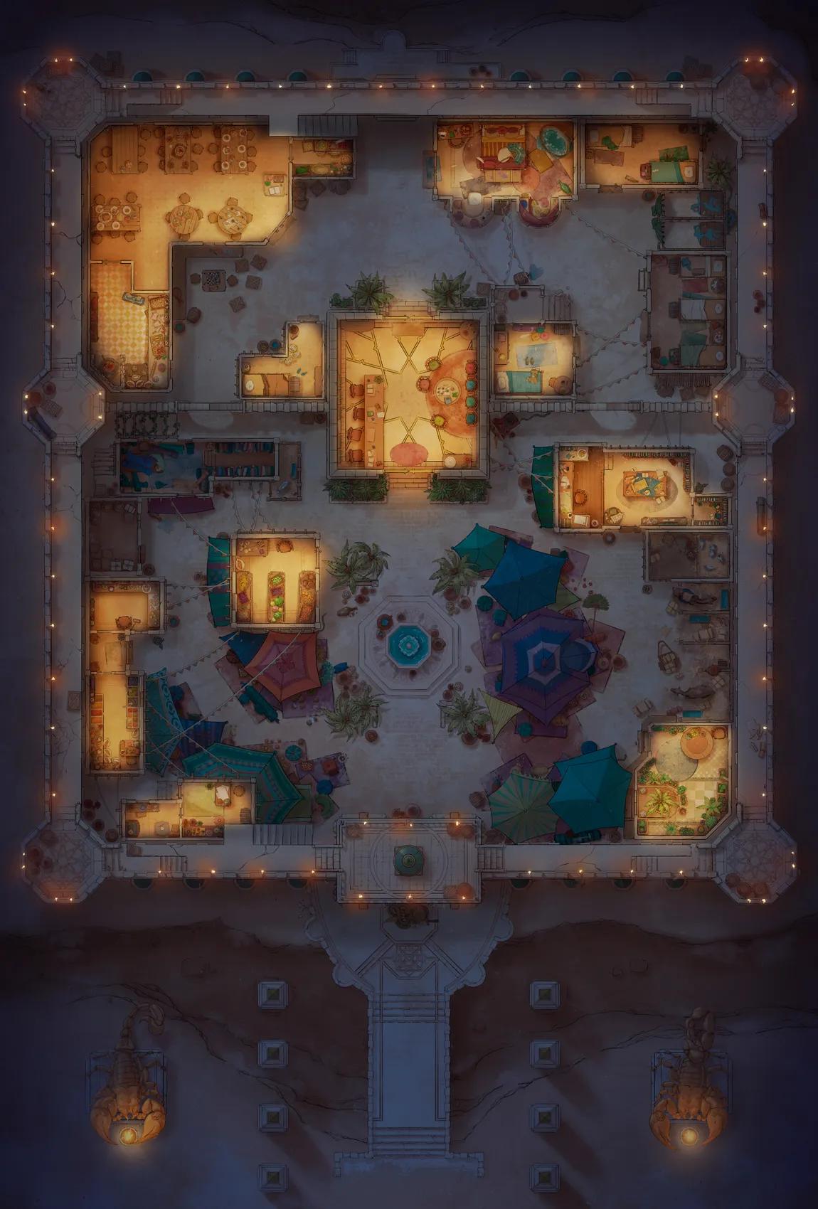 Desert Caravanserai map, Original Night Torches variant