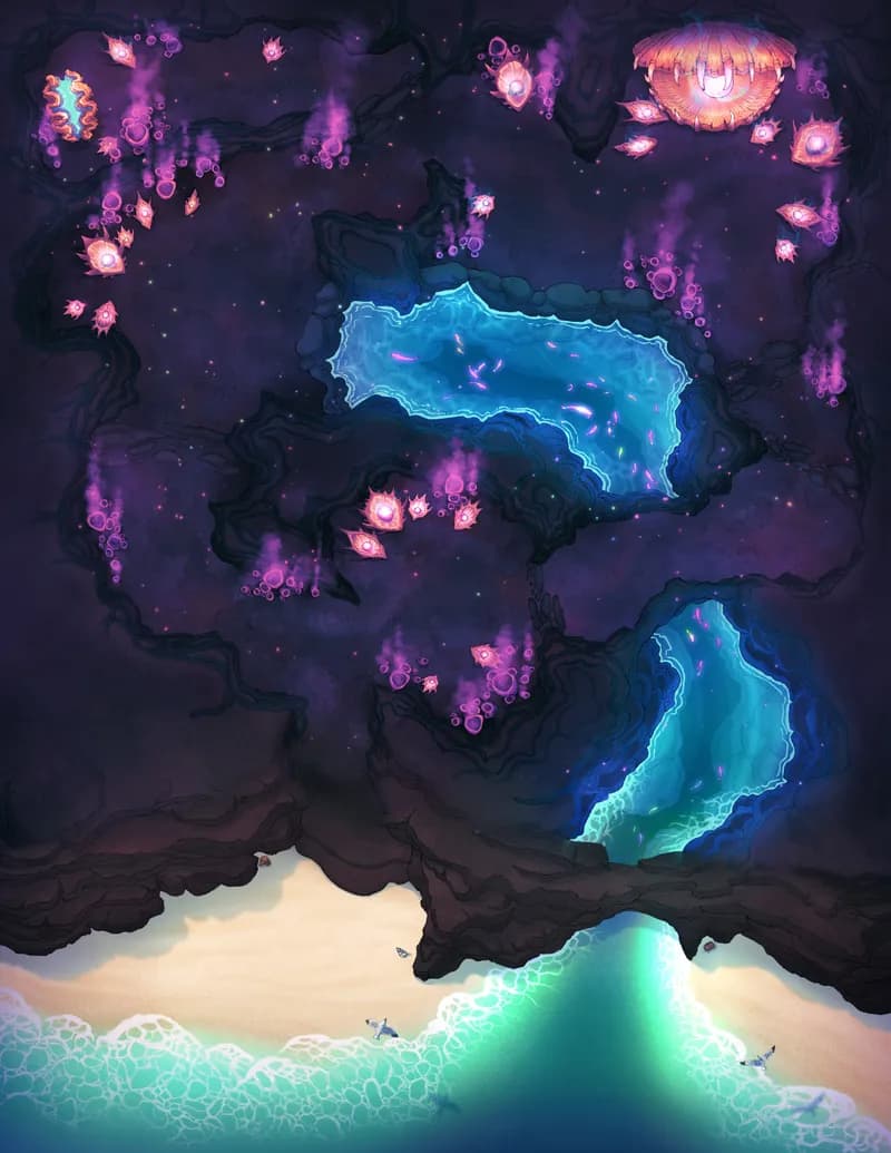 Coastal Caverns map, Lair of the Magical Clam variant