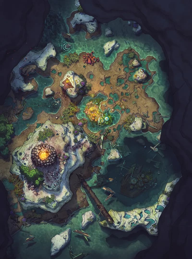 Siren's Shipwreck Shore map, Cavern variant