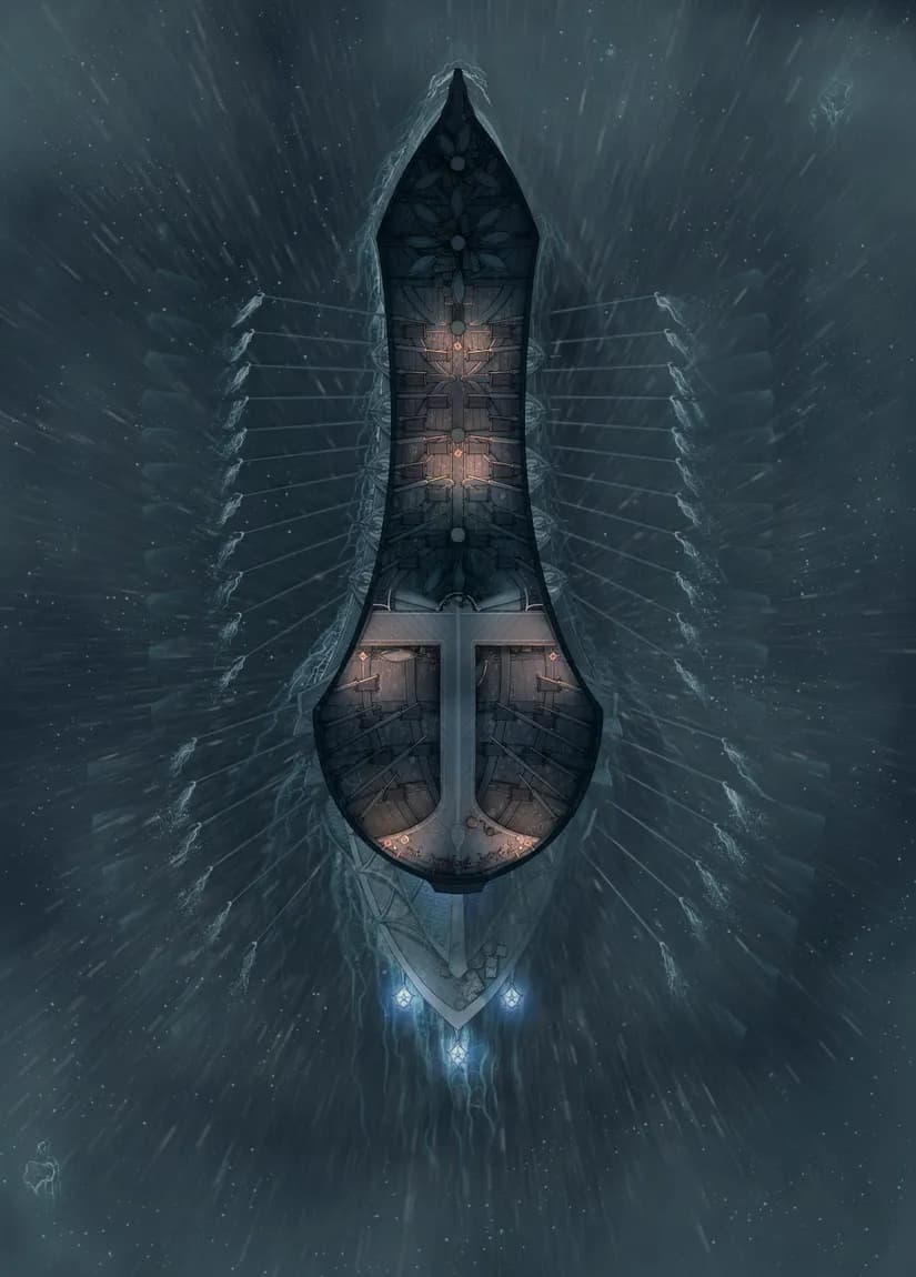 Drow Warship Interior map, Rain Bottom Deck variant