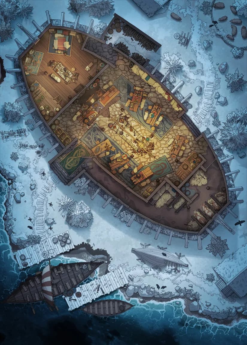 Viking Longhouse map, Winter No Snow variant