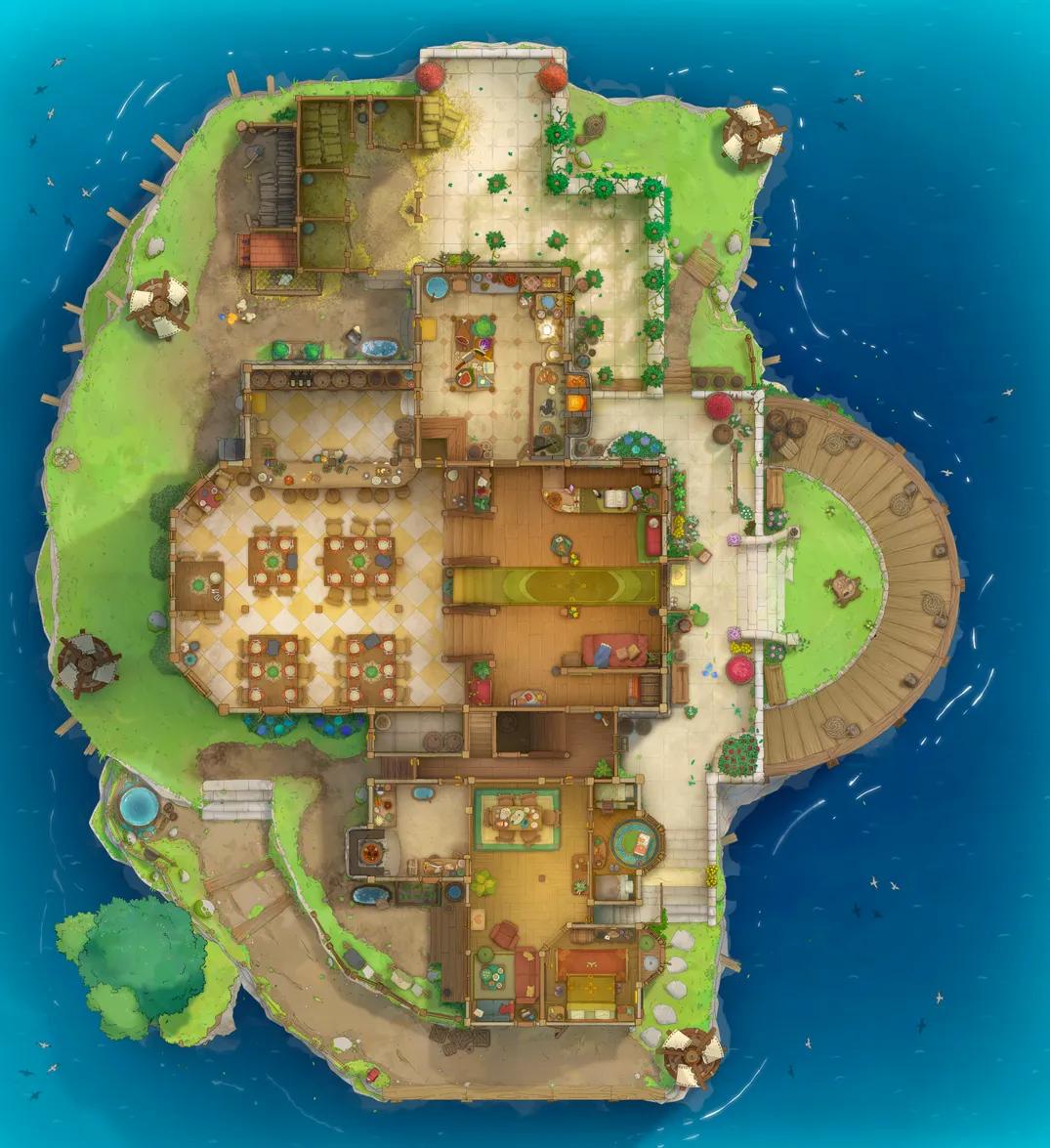 Gryphon Roost Inn map, Sea Island variant