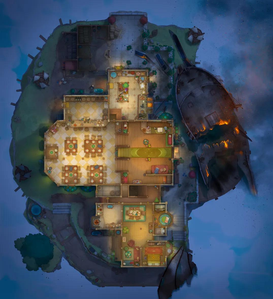 Gryphon Roost Inn map, Crash Night variant