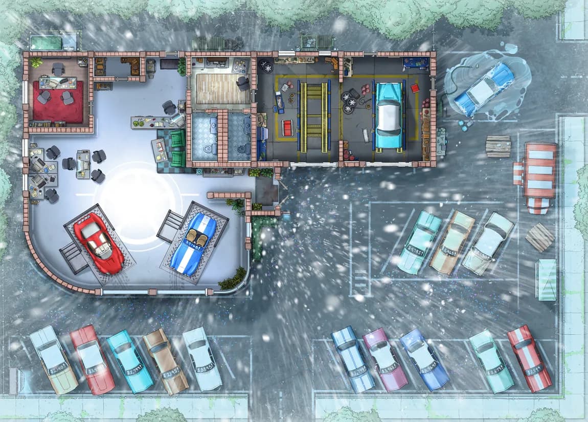 Car Dealership map, Blizzard variant