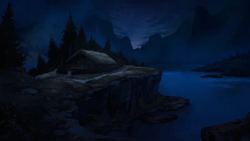 Fjordside Cabin map, Dark variant thumbnail