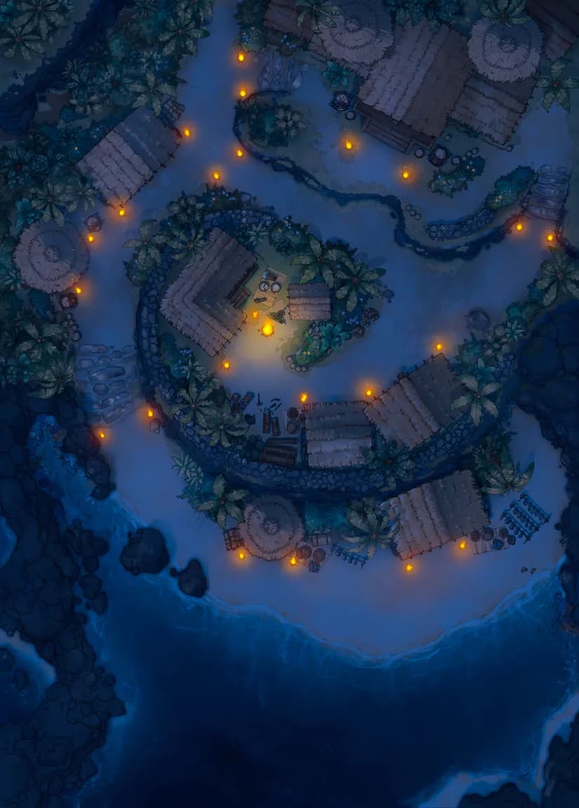 Tropical Island Village map, No Boat Night variant thumbnail