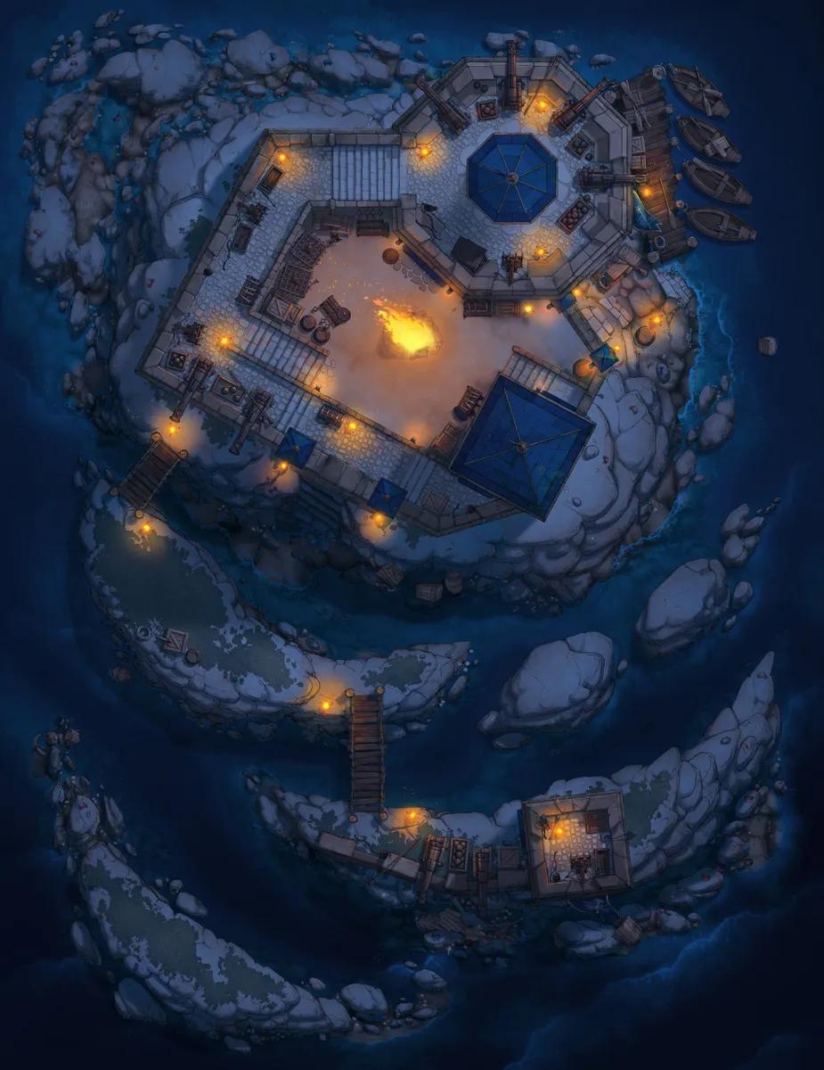 Tidal Isle Fort map, No Ship Night variant thumbnail