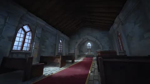 Peaceful Village Church map, Interior Winter Day variant