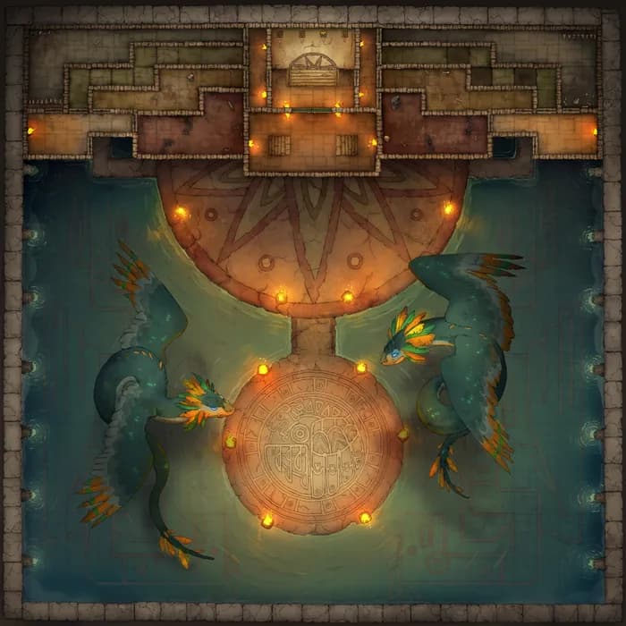 Temple of the Couatl Boss Room map, Two Coatls variant