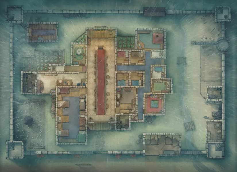 Adventurers' Guildhall map, Rain Day variant