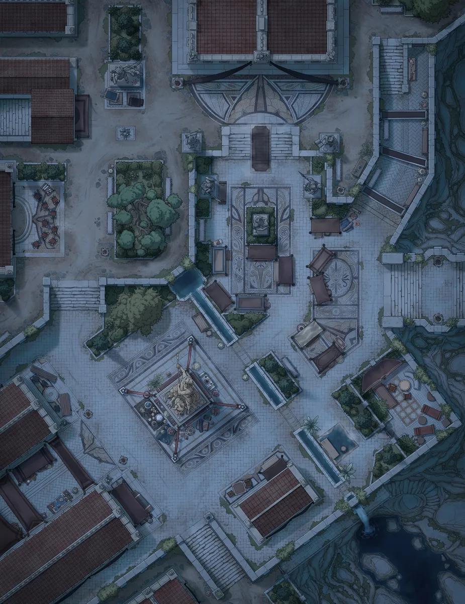Ancient City Plaza map, Dark variant thumbnail